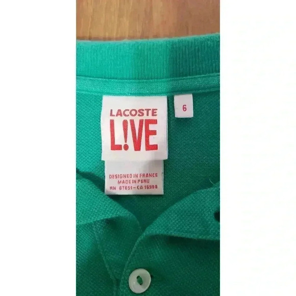 Lacoste  L!ve 100% cotton‎ polo green mens size 6 or xl - Picture 4 of 5